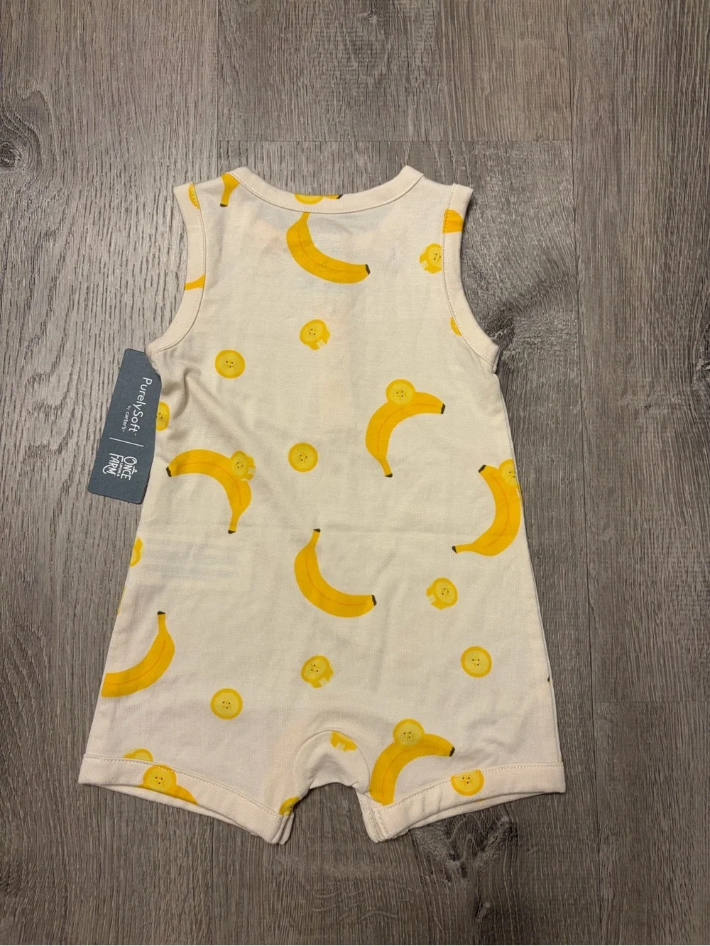 Carter's Once Upon A Farm Baby Banana PurelySoft Romper- Yellow/Cream- NWT